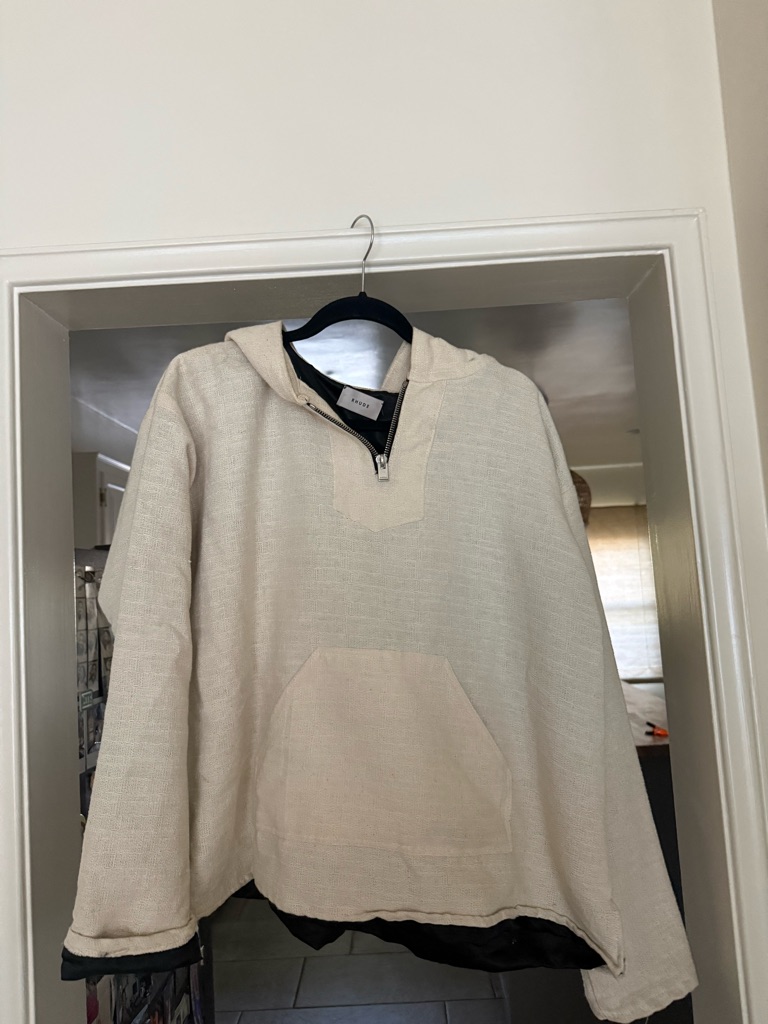 Rhude Cream Hooded Pullover With Half-Zip